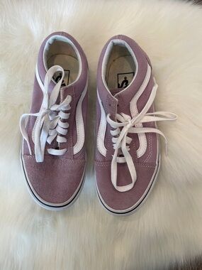 Vans Lavender Suede Low-Top Sneakers with White Stripe